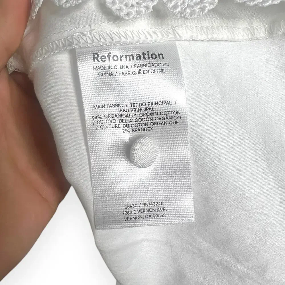 Reformation White Cotton Renna Blouse Top Size 2 - Picture 12 of 13
